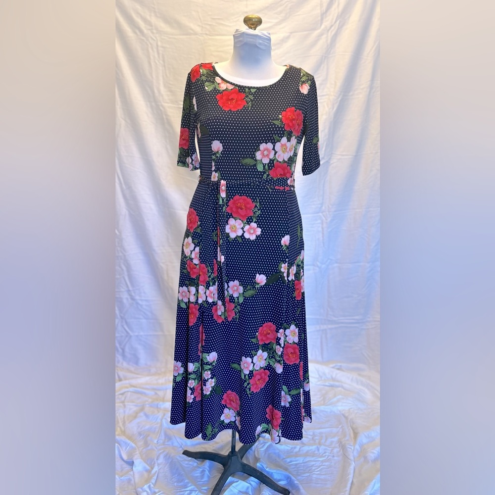 Nina Leonard Polka Dot Maxi Dress